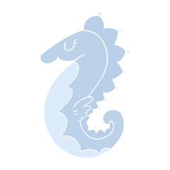 flat color style cartoon sea horse