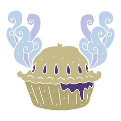 flat color illustration of a cartoon pie