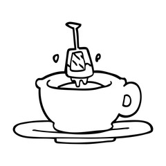 line drawing cartoon cup of tea