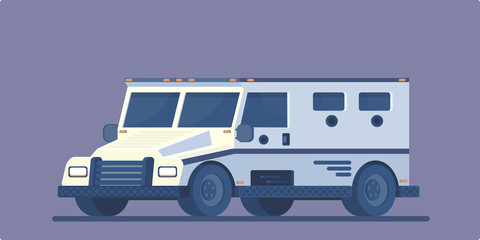 Bank armored truck. Cash collector truck. Vector flat style.