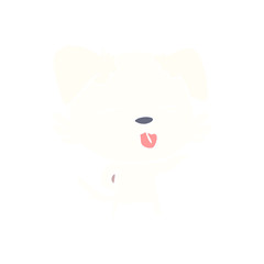flat color style cartoon dog sticking out tongue