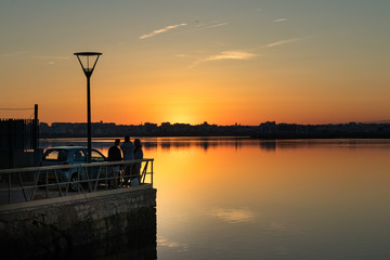 Beautiful sunset on the river