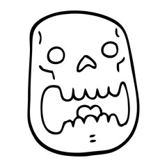 line drawing cartoon halloween skull