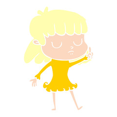 flat color style cartoon indifferent woman