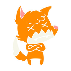 flat color style cartoon dead fox