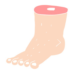 flat color illustration of a cartoon foot