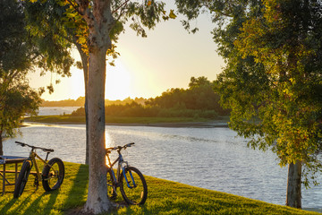 Biking by the lake