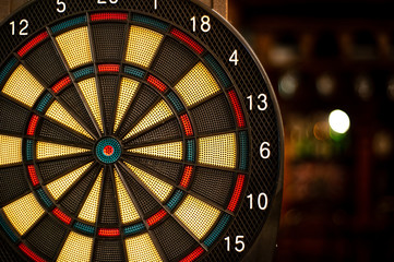 A darts board in the room