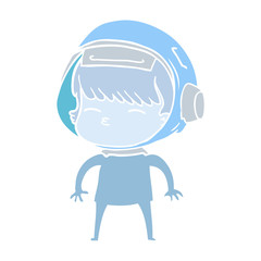 flat color style cartoon curious astronaut