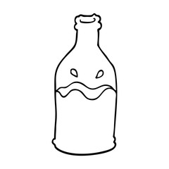 line drawing cartoon green bottle