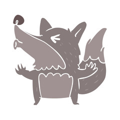 flat color style cartoon halloween werewolf howling