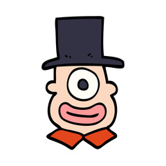 cartoon doodle cyclops in top hat
