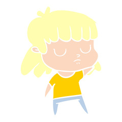 flat color style cartoon indifferent woman