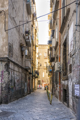 Fototapeta na wymiar Colourful Streets of Naples old town Italy