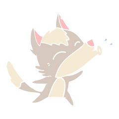 howling wolf flat color style cartoon