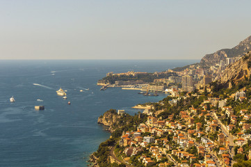 Panoramic view of the Gulf of Cabbé and Montecarlo Monaco