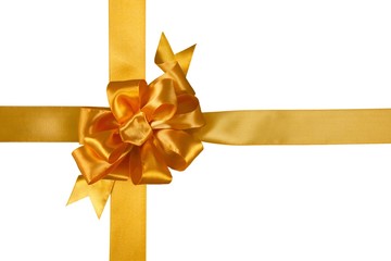 Christmas present with ribbon bow isolated on white background