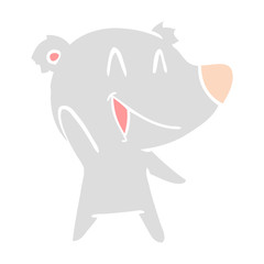 laughing bear flat color style cartoon