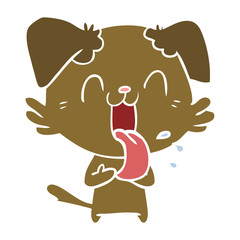 flat color style cartoon panting dog