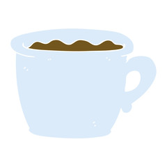 flat color illustration of a cartoon old coffee cup