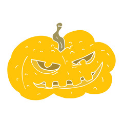 flat color illustration of a cartoon halloween pumpkin