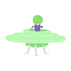 flat color illustration of a cartoon flying saucer