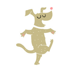 flat color illustration of a cartoon dancing dog