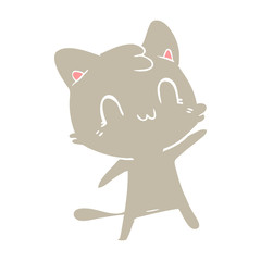 flat color style cartoon happy cat