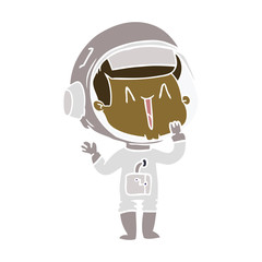 laughing flat color style cartoon astronaut