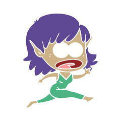 flat color style cartoon shocked elf girl