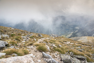 Amazing panoramic view from Musala peak, Rila mountain, Bulgaria