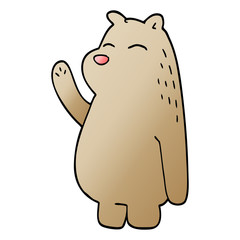 cartoon doodle bear waving