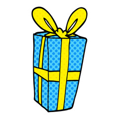 cartoon doodle wrapped gift