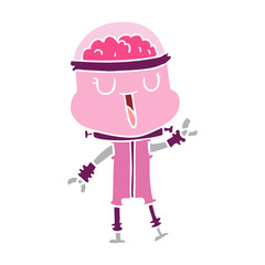 happy flat color style cartoon robot