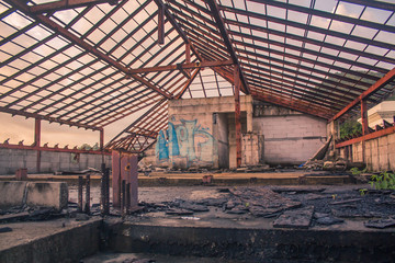 Fototapeta premium Old Fire Hotel abandoned at Phuket Thailand