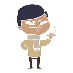 flat color style cartoon angry man