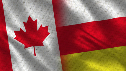 Canada and South Ossetia - 3D illustration Two Flag Together - Fabric Texture