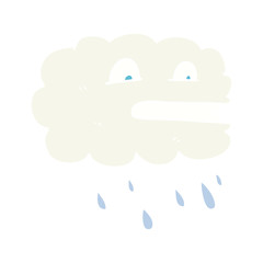 flat color illustration of a cartoon rain cloud