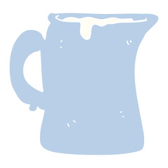 flat color illustration of a cartoon milk jug