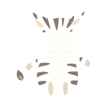 cute flat color style cartoon zebra