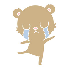 crying flat color style cartoon bear doing a sad dance