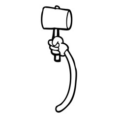 line drawing cartoon arm with hammer