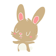 cute flat color style cartoon rabbit