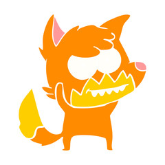 flat color style cartoon grinning fox