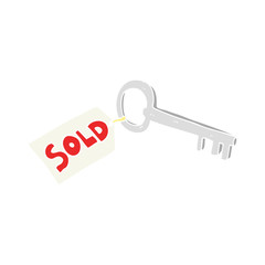flat color illustration of a cartoon new house key