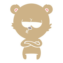 bored bear flat color style cartoon