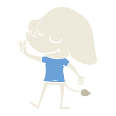 flat color style cartoon smiling elephant