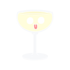 flat color style cartoon glass of wine