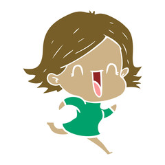 flat color style cartoon happy woman