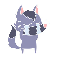flat color style cartoon crying wolf